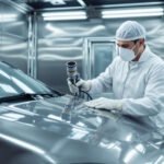 Voiture grise gros plan